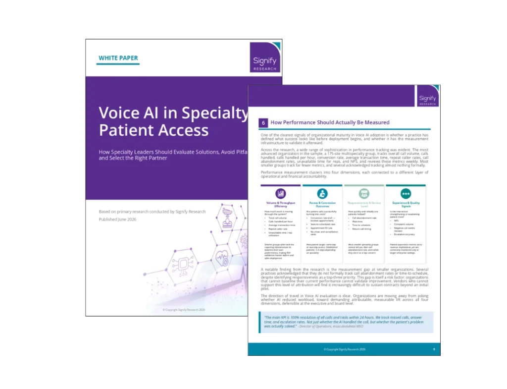 Voice AI for specialty practices: Signify Research and Artera vendor evaluation report cover