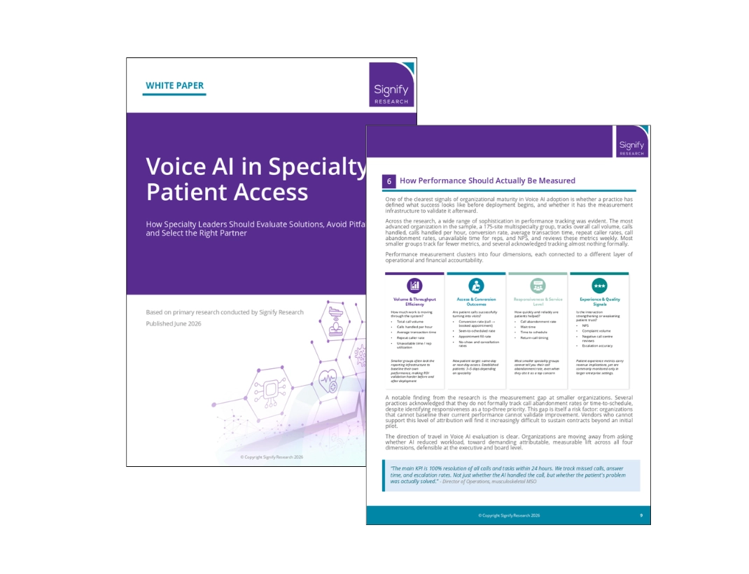 Voice AI for specialty practices: Signify Research and Artera vendor evaluation report cover